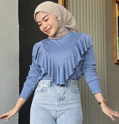 MEQA DAILY - MEGA DAILY - Blouse Rumbai Atasan Lady Ruffle Knit