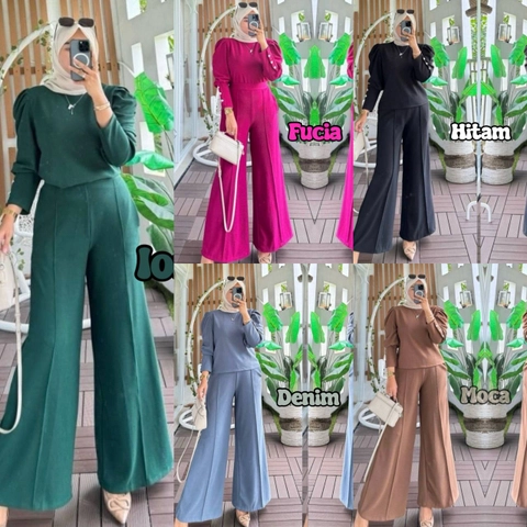 Khisna collection - Oneset knit HANA celana kulot dengan kesan kancing yang masih kekinian limited edition