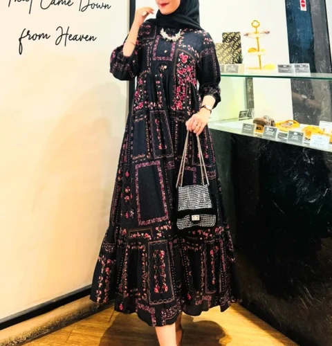 Khisna collection - New model terbaru MIDI drees mafaza bawah rempel kesan cantik buat fashion
