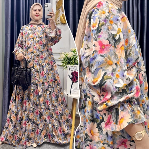 Khisna collection - Gamis bunga Arista wanita cantik