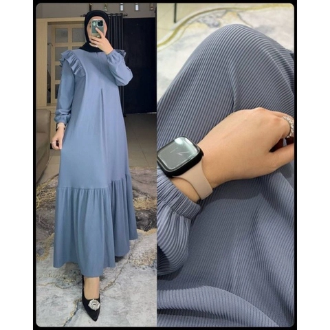 MEQA DAILY - MEGA Daily - Gamis Luna Dress Rib Knit Premium