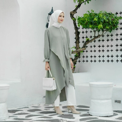 MEQA DAILY - MEGA DAILY - Elena Long Tunik Dress Wanita