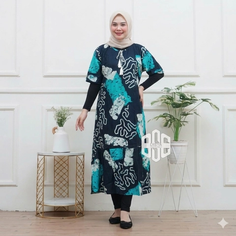Disya.id - Gamis Twill Rayon Premium Busui Terbaru Jumbo Syari Abstrak
