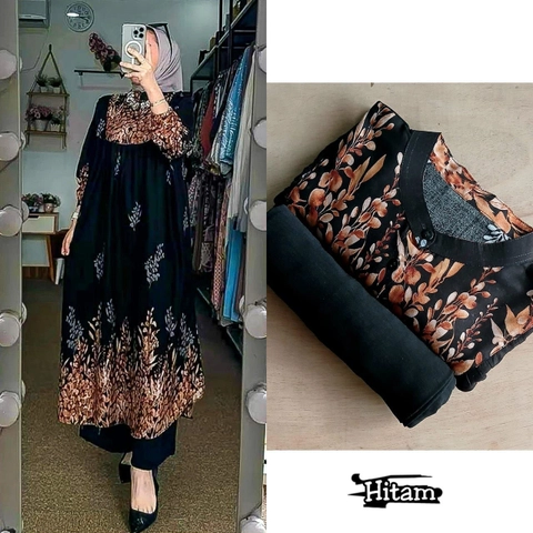 Khisna collection - Oneset tunik long Camelia terbest seller wanita dewasa