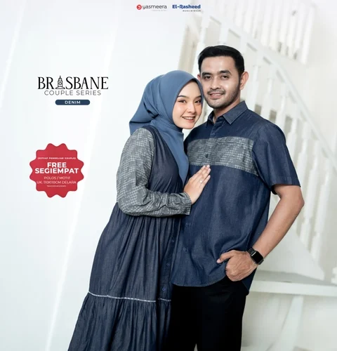 Yasmeera Official - [Buy 1 Set Free Gift Scarf Delara] Couple Series 2025 Brisbane Warna Denim