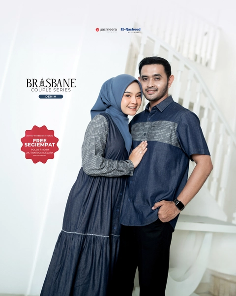 Yasmeera Official - [Buy 1 Set Free Gift Scarf Delara] Couple Series 2025 Brisbane Warna Denim