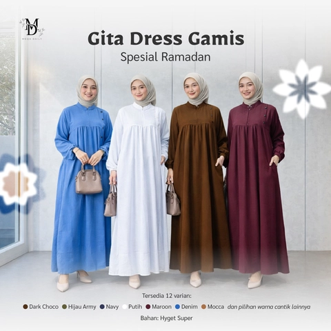 MEQA DAILY - MEGA DAILY - Gita Dress Gamis Wanita