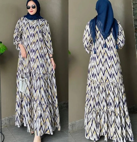 Khisna collection - New dress motif kekinian cantik gamis wanita rempel dan susun cocok buat seragam arisan