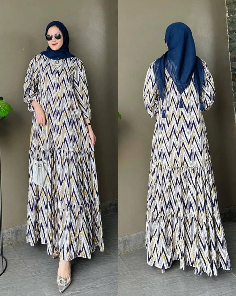 Khisna collection - New dress motif kekinian cantik gamis wanita rempel dan susun cocok buat seragam arisan