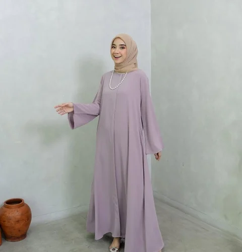 Khisna collection - Abaya hilya wanita kekinian Busui model lengan lebar bawah lebar