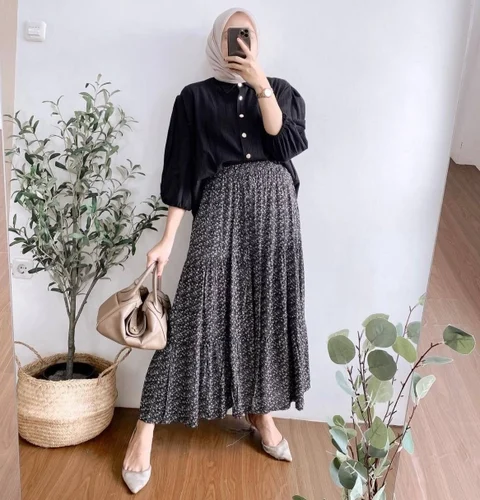 Khisna collection - New set rok lengan balon model rok susun vanessa best seller donk pasti nya