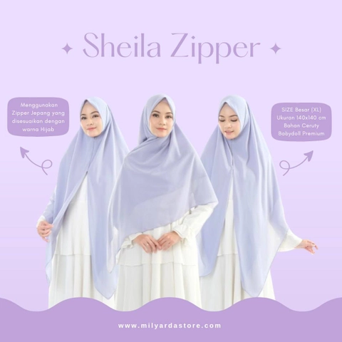 Milyarda Hijab - Segiempat Instan Sheila Zipper XL