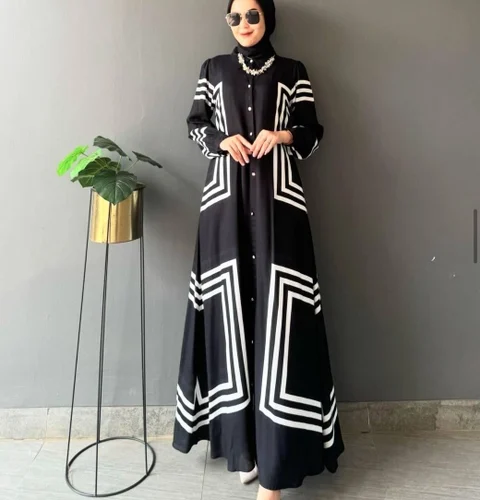 Khisna collection - New gamis wanita kekinian domino cantik warna hitam no hijab