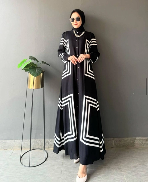 Khisna collection - New gamis wanita kekinian domino cantik warna hitam no hijab