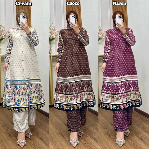 Khisna collection - Oneset tunik elora motif bestseller kekinian bahan adem realpict