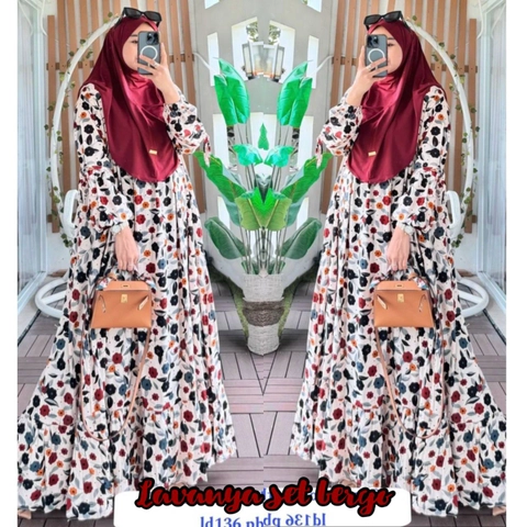 Khisna collection - New gamis set Lavanya jilbab non pet siap seragam