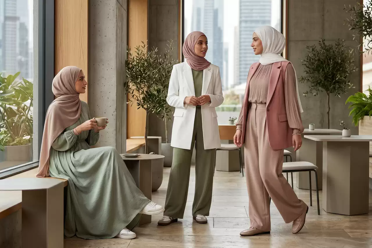 gambar ilustrasi trend baju muslimah 2026